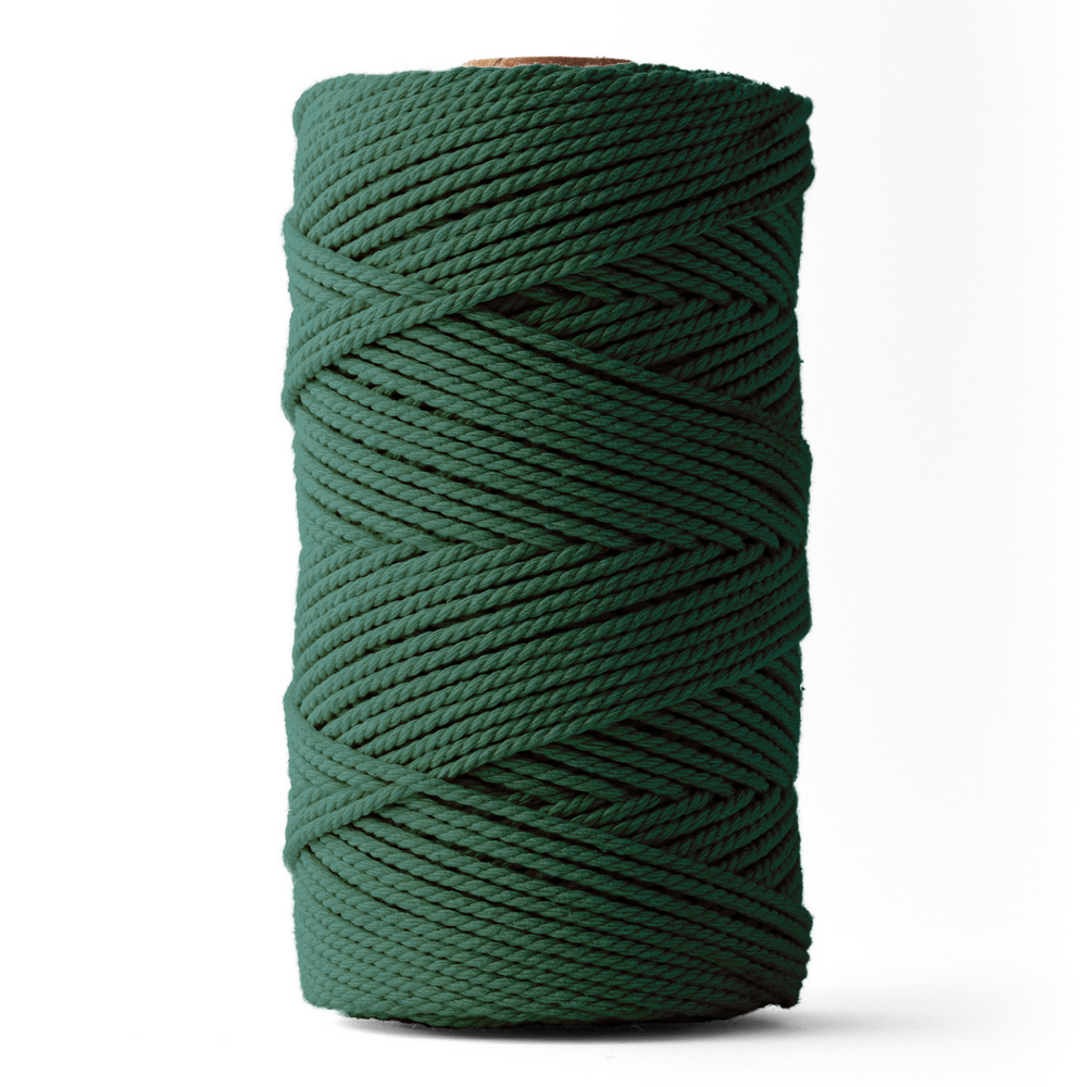 Corde macramé 3 mm – velours vert – 120 m – coton recyclé double retors