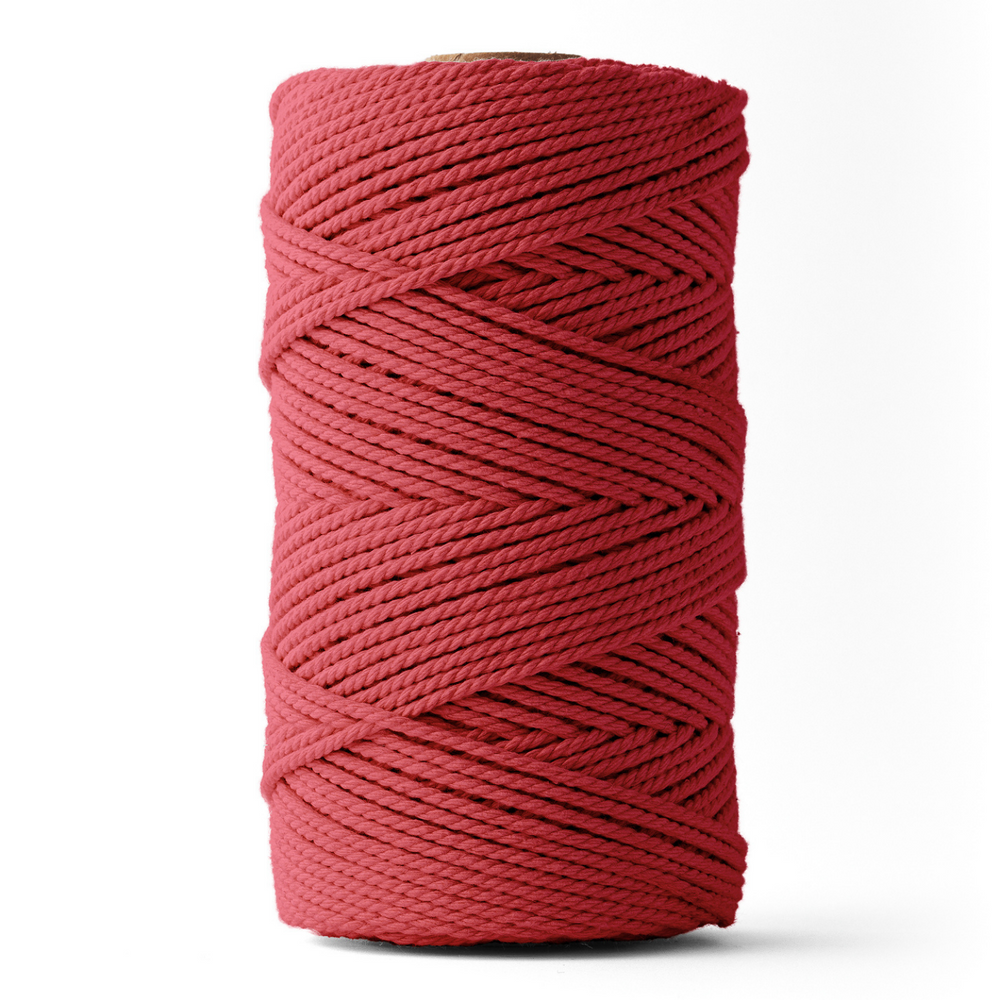 Corde macramé 3 mm – rouge – 120 m – coton recyclé double retors