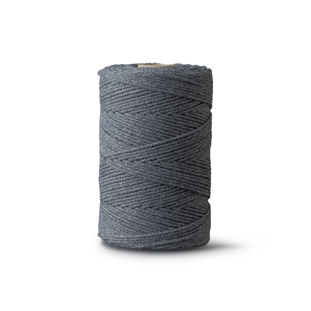 Corde macramé 2 mm – gris graphite – 70 m – coton recyclé double retors