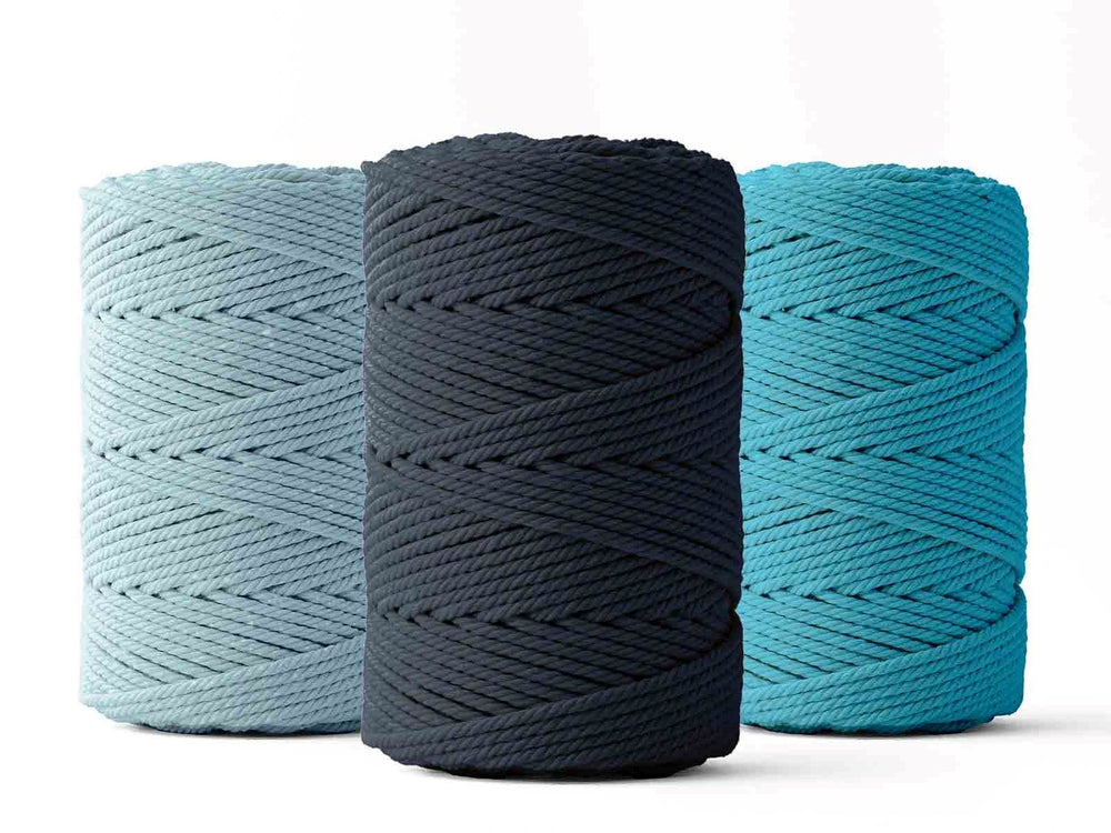 Corde macramé 2 mm – bleu océan – 70 m – coton recyclé double retors