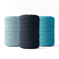 Corde macramé 2 mm – lot de 3 couleurs bleu foncé/bleu clair/turquoise – 70 m