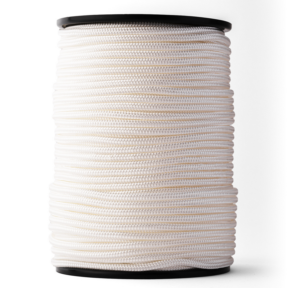 Corde en nylon 5 mm – blanche – 100 m – cordon tressé en polyamide