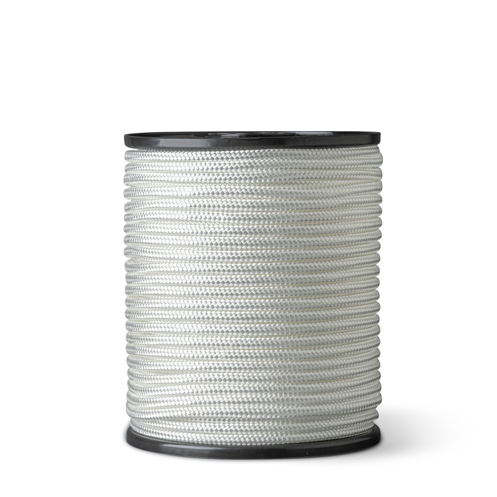 Corde en nylon 6 mm – blanche – 100 m – cordon tressé en polyamide