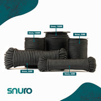 Corde nylon 6 mm – noire – 20 m – cordon polyamide tressé