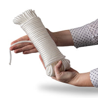 Corde en nylon 6 mm – blanche – 20 m – cordon tressé en polyamide