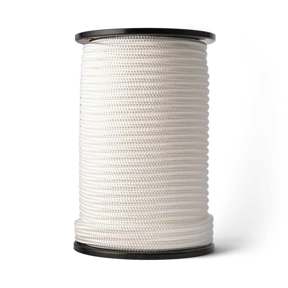 Corde nylon 10 mm – blanche – 100 m – cordon polyamide tressé