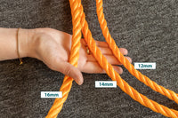 Corde torsadée en polypropylène 14 mm – 20 mètres – orange – sur mini rouleau