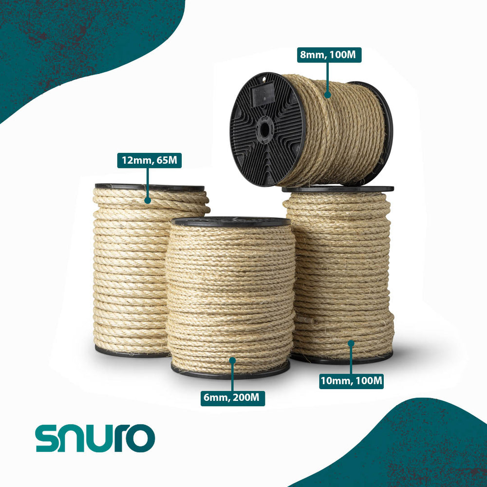 Corde en sisal 6 mm – 200 m – torsadée naturellement – pour chats, animaux et décoration