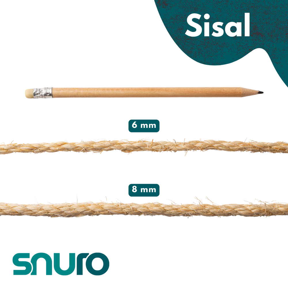 Corde en sisal 8 mm – 20 m – torsadée naturellement – pour chats, animaux et décoration