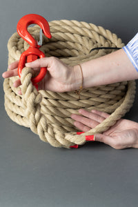 Corde en chanvre synthétique 20 mm – 25 m – avec crochet pivotant – pour théâtre, extérieur et décoration