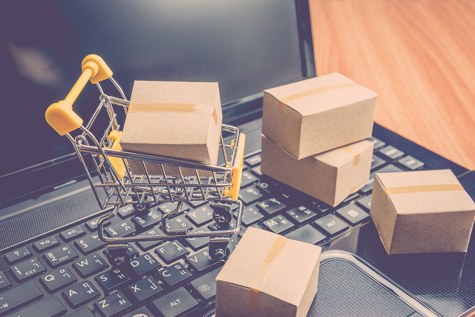 Boxes on a laptop